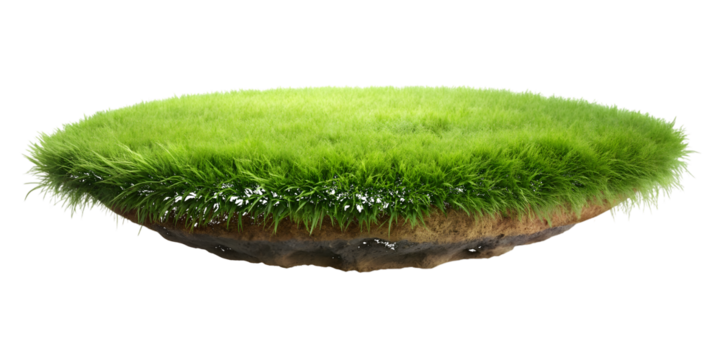 Isolated Floating Island With Green Grass And Brown Earth nature isolated on a transparent background