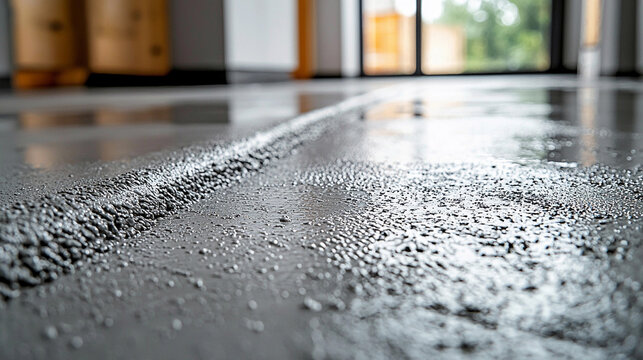 Freshly leveled concrete surface at a construction site Generative AI
