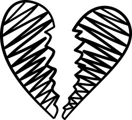 Scribble Doodle Broken Heart