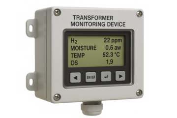 Transformer monitoring device displaying h2, moisture, temperature data
