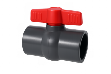 Pvc ball valve connecting pipe fitting on transparent background