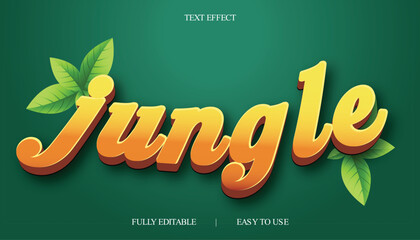 text effect style jungle with leaves design