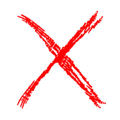 Red scribble doodle cross x shape cut out design element