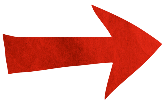 Red paper arrow sign on transparent background PNG