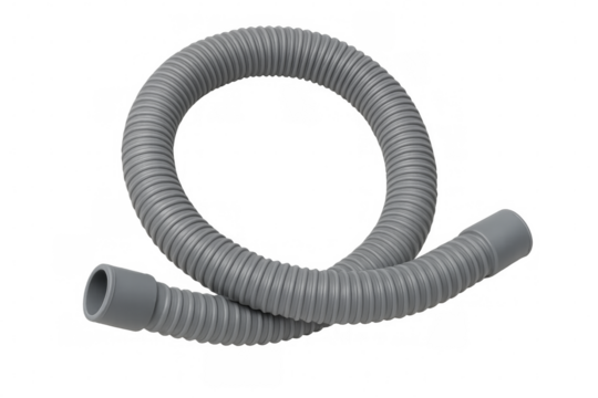 Grey corrugated plastic flexible drain hose pipe