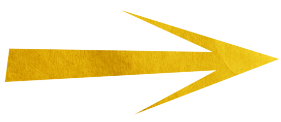 Yellow paper arrow sign on transparent background PNG
