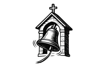 Fototapeta premium Church bell in campanile ringing showing christianity concept