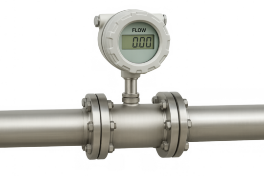 Digital flow meter measuring liquid flow in pipe