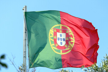 Portuguese flag waving in the wind