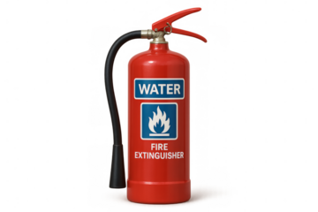 Red water fire extinguisher protecting against fire hazard