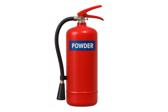 Red powder fire extinguisher for emergency safety protection - Powered by Adobe