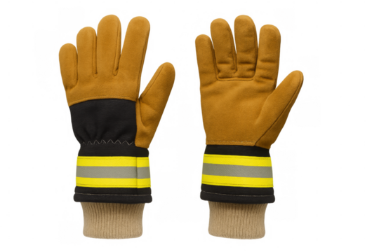 Pair of safety gloves with reflective stripes