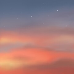 Sunset sky with stars illustration