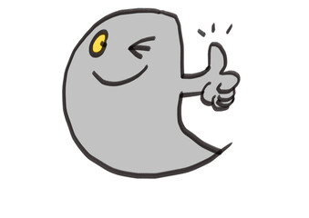 シンプルなオバケのイラスト・サムアップ・グー