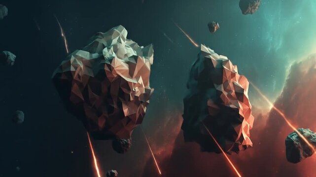 Asteroid impact space scene