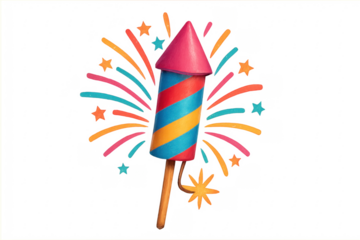 Colorful firework rocket exploding celebrating new year party