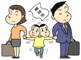 社会問題のイラスト - 離婚届・親権争い・親権者・両親