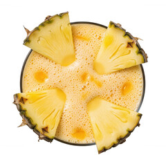 Frothy pineapple drink garnished with fruit slices isolated on a transparent background beverage juice