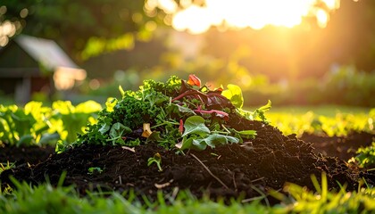 Garden Compost Pile Sunlight.