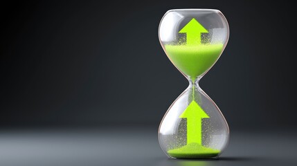 Green sand hourglass with upward arrows