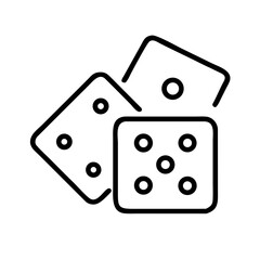 Three dice arranged in a playful manner on a white background - Concept of icons  