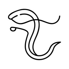 Snake icon represented in minimalist line art style  