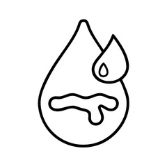 Water droplet symbol with a smaller drop inside in outline style  