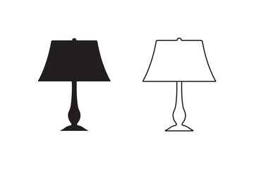 Elegant table lamp icon, Black silhouette vector design