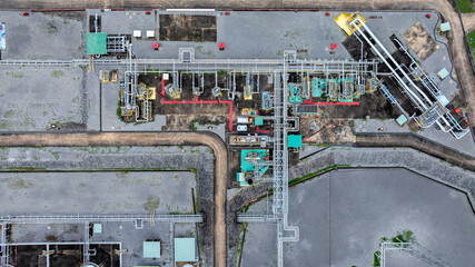Aerial view natural gas processing plant station, Natural gas pipeline, Business industry,...