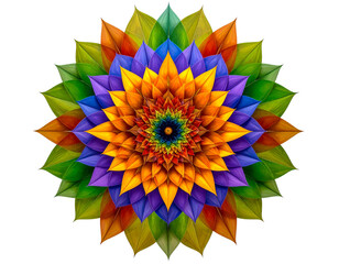  flower bursting outward in multiple layers of vibrant symmetry