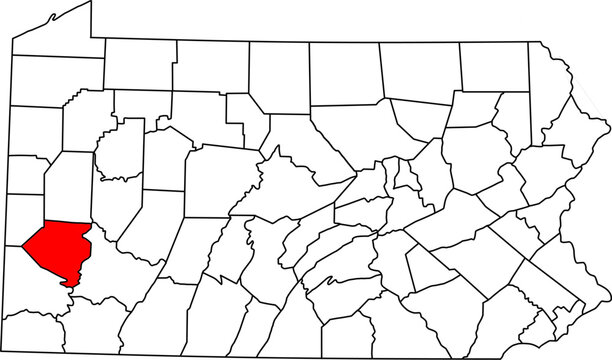 Detailed vector map of Pennsylvania, USA, highlighting Allegheny County, home to Pittsburgh.

