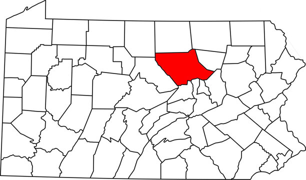 Detailed vector map of Pennsylvania, USA, highlighting Lycoming County, the largest county by area in the state.


