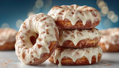 Stack of glazed cinnamon donuts