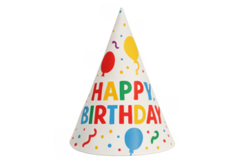 Happy birthday party hat on transparent background