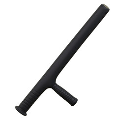 Black Baton Isolated on Transparent Background for Law Enforcement Use