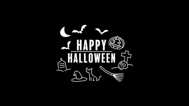 Happy Halloween animated text with spooky ghost 
