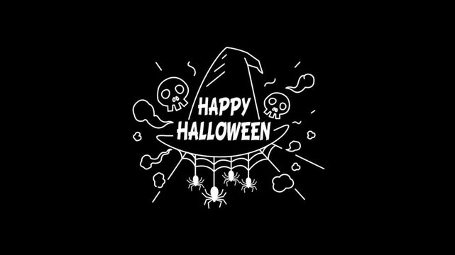 Happy Halloween typography calligraphy vector style animation 