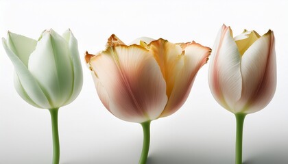 Tulip With Since Sheet Becommed Flabby On Upon White Backgro