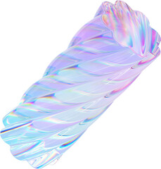 3D Colorful Glass abstract shape element. Glossy iridescent geometric form. Crystal glass illustration with gradient dispersion effect