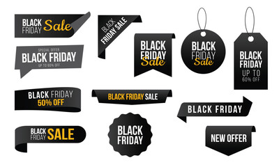 Black Friday sale label, price tag. Discount sign design template for Black Friday promotion. Vector illustration
