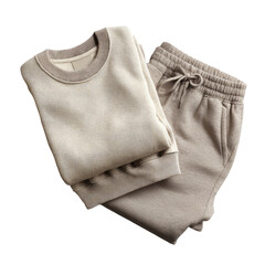 Beige sweatshirt and sweatpants set, folded