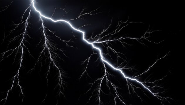 Black Background Lightning Cracks In High Contrast Artistic Style