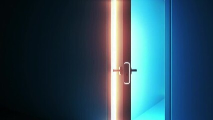 Door  to be closing with bright glowing light shining through 4k, opportunity ending, mystery concept, transition, change, hope, inspiration, futuristic vision and spiritual symbolism