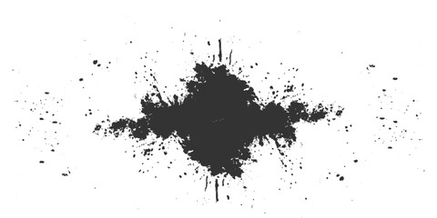 Black watercolor ink drops Falling on white textured. Abstract black in splash, paint, brush strokes, stain grunge  ink vector, transparent background.