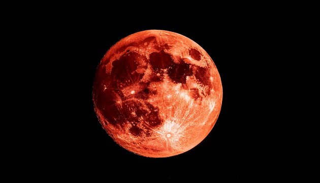 Full Super Blood Moon Photo Close Up Red Moon Phase Photography - Powered by Adobe