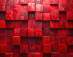 Abstract Red Cube Pattern Background