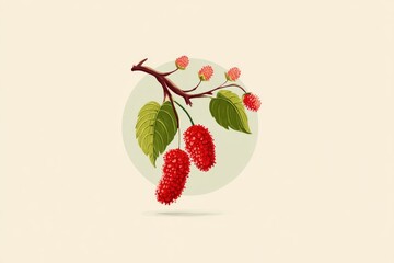 Branch with red berries and leaves
