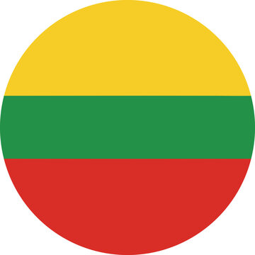  lithuania round flag icon with yellow green red horizontal&nbsp;bands