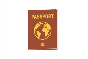 Passport brown document with world globe icon illustrating travel
