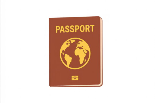 Passport brown document with world globe icon illustrating travel